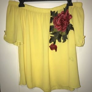Yellow off the shoulder dress top